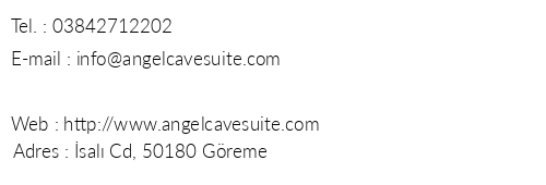 Angel Cave Suite telefon numaralar, faks, e-mail, posta adresi ve iletiim bilgileri